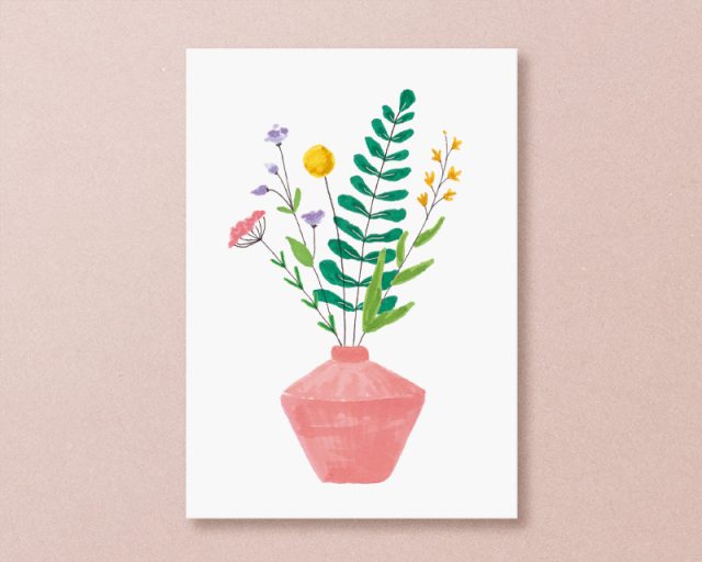 kaart veldbloemen vaasje