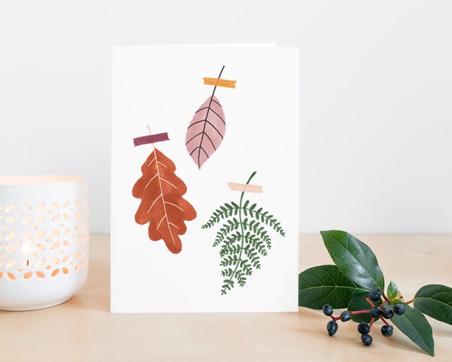 herfstbladeren gevouwen kaart