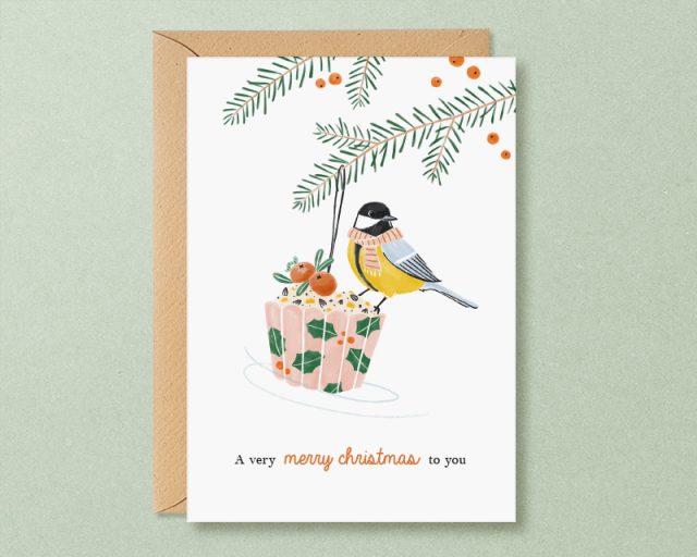 kerst kaart met vogel