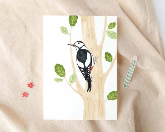 Kaart grote bonte specht