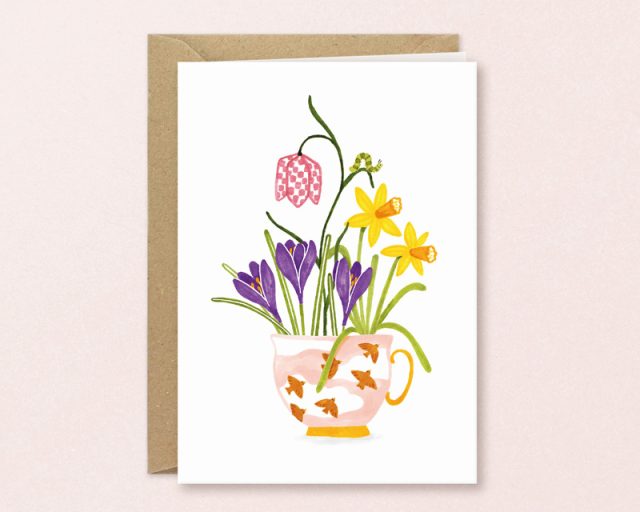 Wenskaart kopje lente