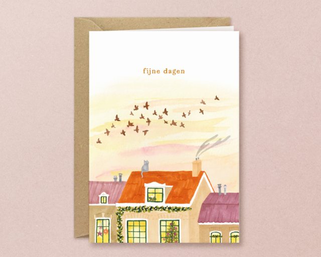 Kerstkaart winterse luchten